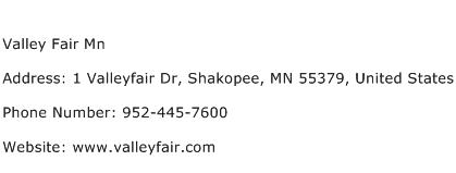 Valley Fair Mn Address Contact Number