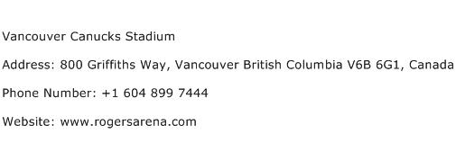 Vancouver Canucks Stadium Address Contact Number