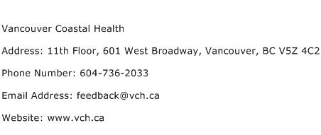 Vancouver Coastal Health Address Contact Number