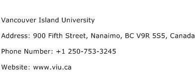 Vancouver Island University Address Contact Number