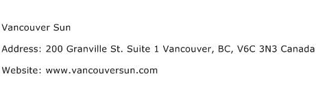 Vancouver Sun Address Contact Number