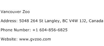 Vancouver Zoo Address Contact Number