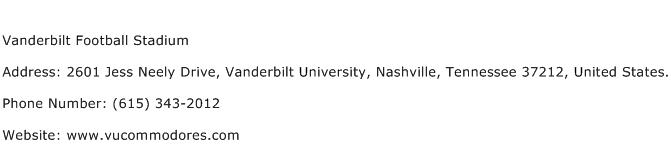 Vanderbilt Football Stadium Address Contact Number