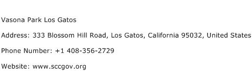 Vasona Park Los Gatos Address Contact Number
