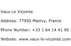Vaux Le Vicomte Address Contact Number