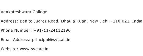 Venkateshwara College Address Contact Number