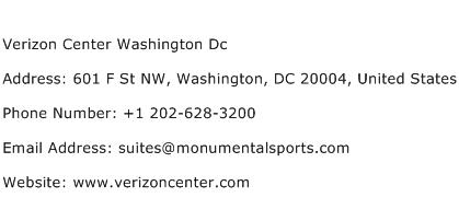 Verizon Center Washington Dc Address Contact Number