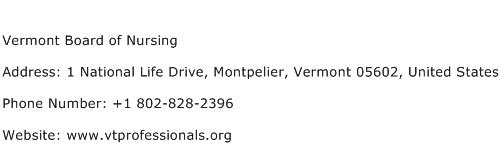 Vermont Board of Nursing Address Contact Number