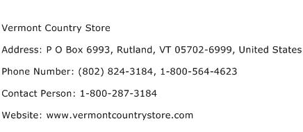 Vermont Country Store Address Contact Number