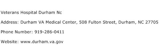 Veterans Hospital Durham Nc Address Contact Number