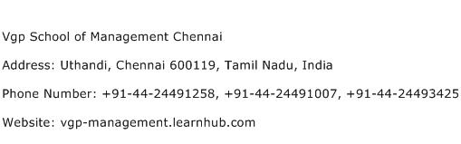 Vgp School of Management Chennai Address Contact Number