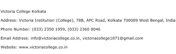 Victoria College Kolkata Address Contact Number