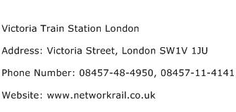 Victoria Train Station London Address Contact Number