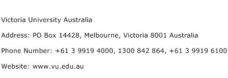 Victoria University Australia Address Contact Number