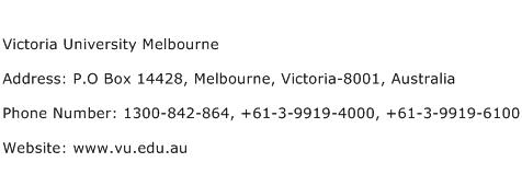 Victoria University Melbourne Address Contact Number