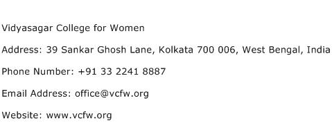 Vidyasagar College for Women Address Contact Number