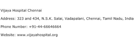 Vijaya Hospital Chennai Address Contact Number