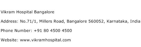 Vikram Hospital Bangalore Address Contact Number
