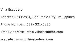 Villa Escudero Address Contact Number