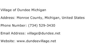 Village of Dundee Michigan Address Contact Number