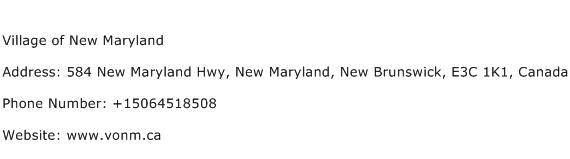 Village of New Maryland Address Contact Number