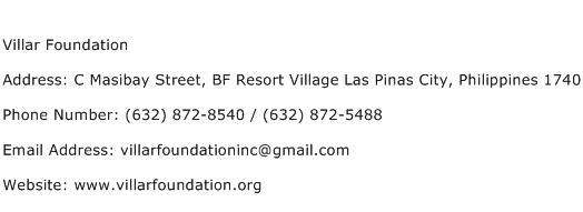 Villar Foundation Address Contact Number