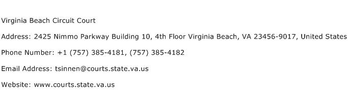 Virginia Beach Circuit Court Address Contact Number