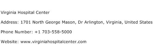 Virginia Hospital Center Address Contact Number