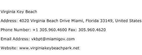Virginia Key Beach Address Contact Number