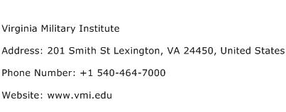 Virginia Military Institute Address Contact Number