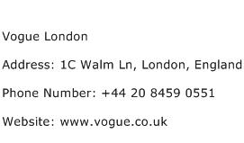Vogue London Address Contact Number