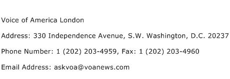 Voice of America London Address Contact Number