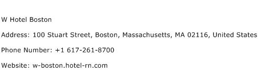 W Hotel Boston Address Contact Number