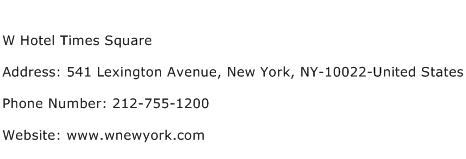W Hotel Times Square Address Contact Number