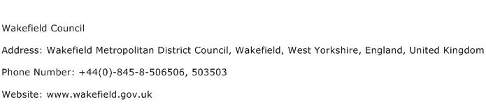 Wakefield Council Address Contact Number
