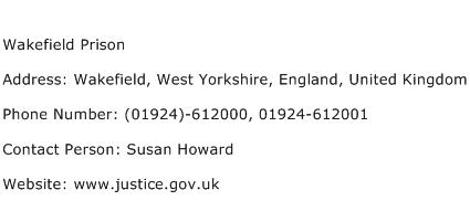 Wakefield Prison Address Contact Number