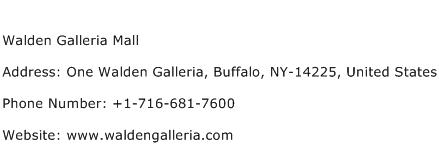 Walden Galleria Mall Address Contact Number