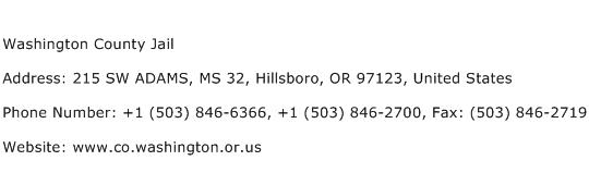 Washington County Jail Address Contact Number