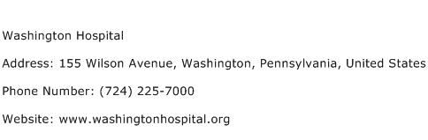 Washington Hospital Address Contact Number