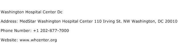 Washington Hospital Center Dc Address Contact Number