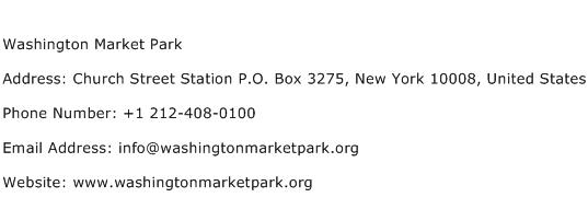 Washington Market Park Address Contact Number