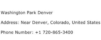 Washington Park Denver Address Contact Number