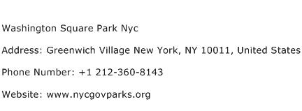 Washington Square Park Nyc Address Contact Number