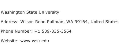 Washington State University Address Contact Number