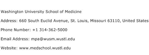 Washington University School of Medicine Address Contact Number