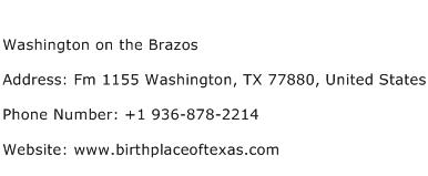 Washington on the Brazos Address Contact Number