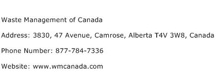 Waste Management of Canada Address Contact Number