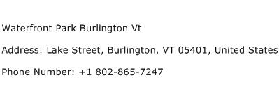Waterfront Park Burlington Vt Address Contact Number