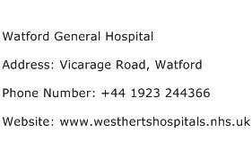 Watford General Hospital Address Contact Number