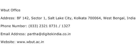 Wbut Office Address Contact Number